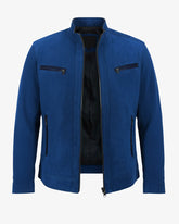 Madena – Classic Blue Suede Leather Jacket for Men